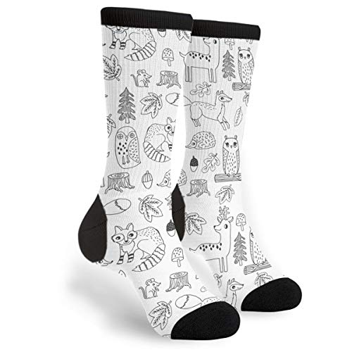 Women's Men's Woodland Animals Art Funny Novelty Dress Socks - Casual Crew Socks