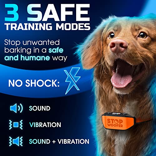 STOPWOOFER [New 2023] No Shock, No Pain- Dog Bark Collar for Small, Medium  and Large Dogs -