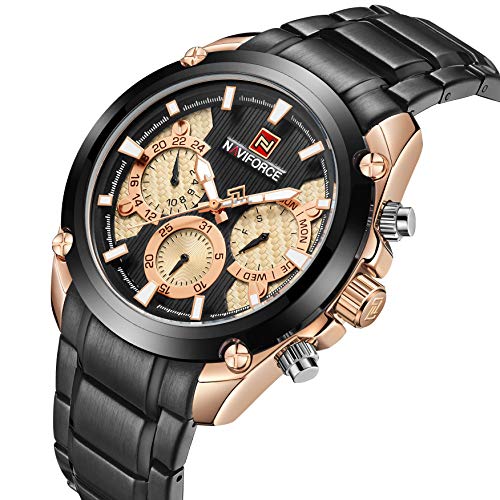 Stainless Steel Strap Mens Watch Chronograph Date Quartz Sport Watch
