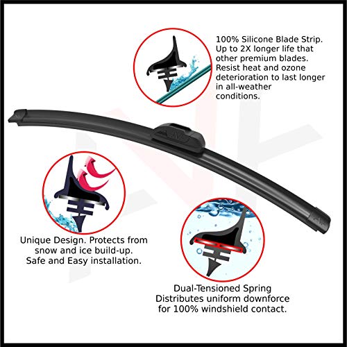 AVA 22''+16'' Silicone Windshield Wiper Blades, All-Weather, Beam (Pack of 2) - Thumbnail 2