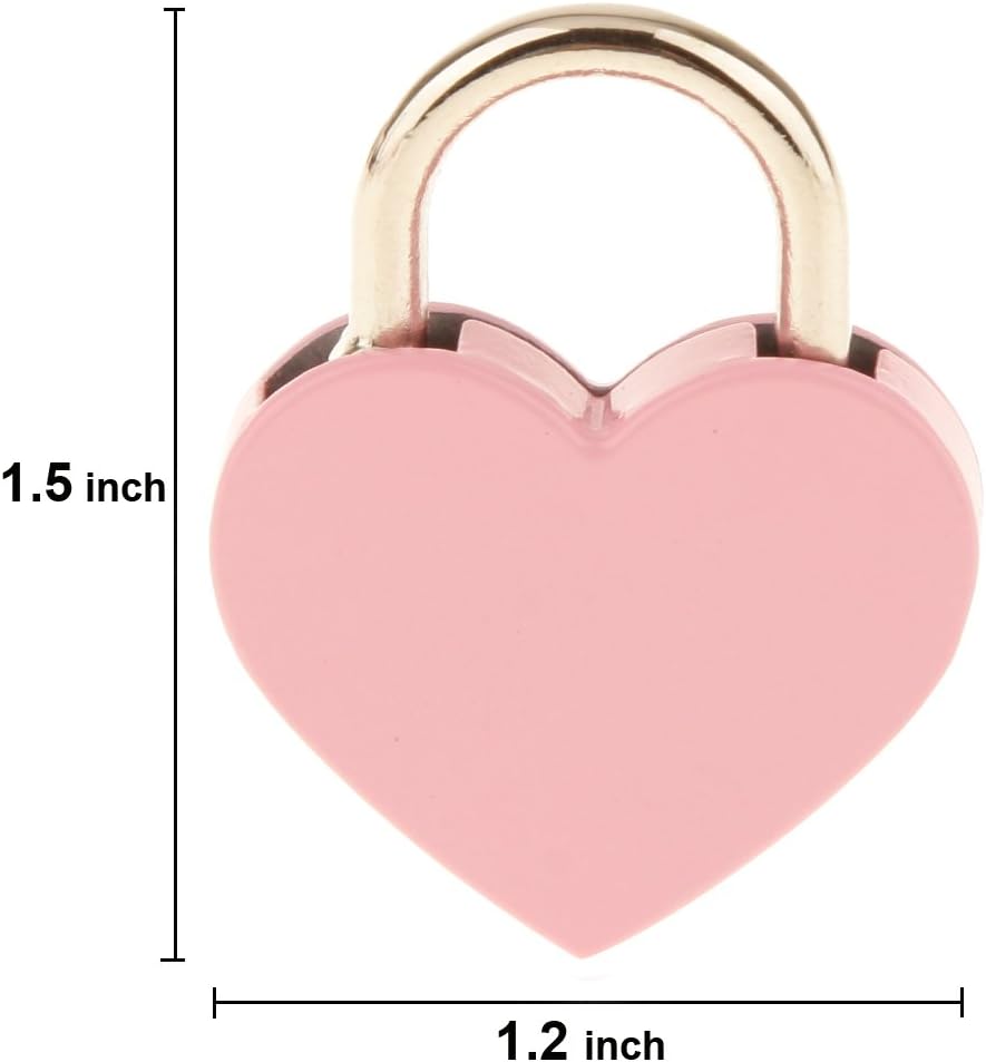 3 Pcs Small Metal Heart Shaped Padlock Mini Lock with Key for Jewelry Storage Box Diary Book, Pink - - 