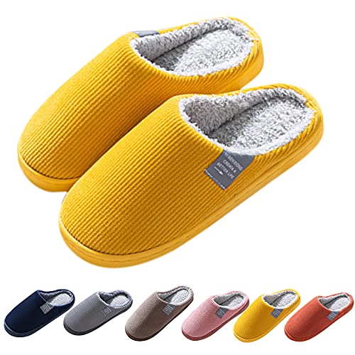 Womens Slippers Size 6,Memory Foam Slippers Women Men Fluffy Slipper Slip On with Cozy Faux Fur Lined Outdoor House Shoes Comfy Warm Anti-Slip Winter Fall Shoes