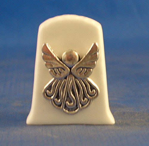 Porcelain China Collectable Thimble -- Antique Silver Angel with Free Gift Box