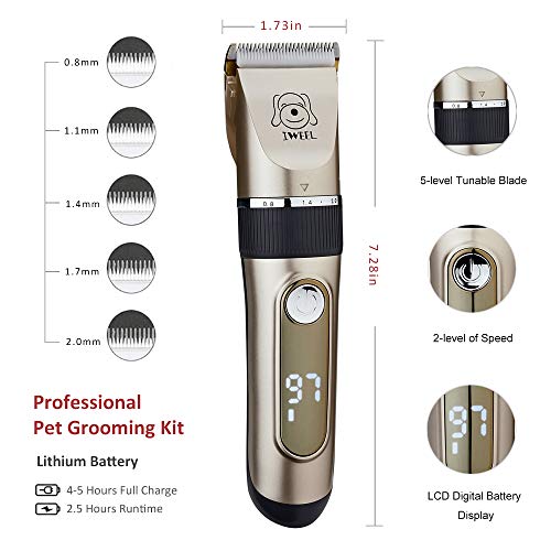 Dog Clippers, 2Speed Professional Rechargeable Cordless Cat Shaver and