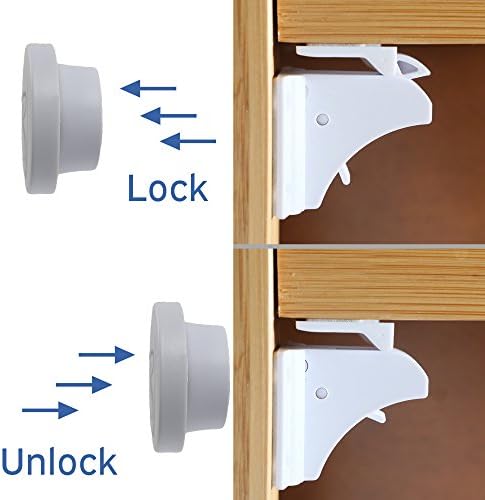 Baby Safety Magnetic Cabinets Locks Set Extra Strong No Drill 4 + 1 Free Gift