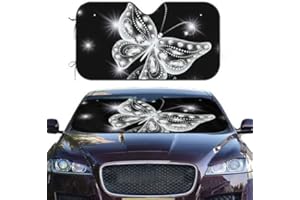 YETTA YANG Crystal Butterfly Windshield Sun Shade Front Protector Folding Car Sun Visor Blocks Uv Rays Keeps Your Vehicle Cool