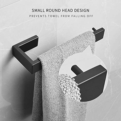 SUS 304 Stainless Steel 4-Piece Bathroom Hardware Accessory Set with 24" Towel Bar Robe Hook, Towel Ring, and Toilet Paper Holder,Matte Black