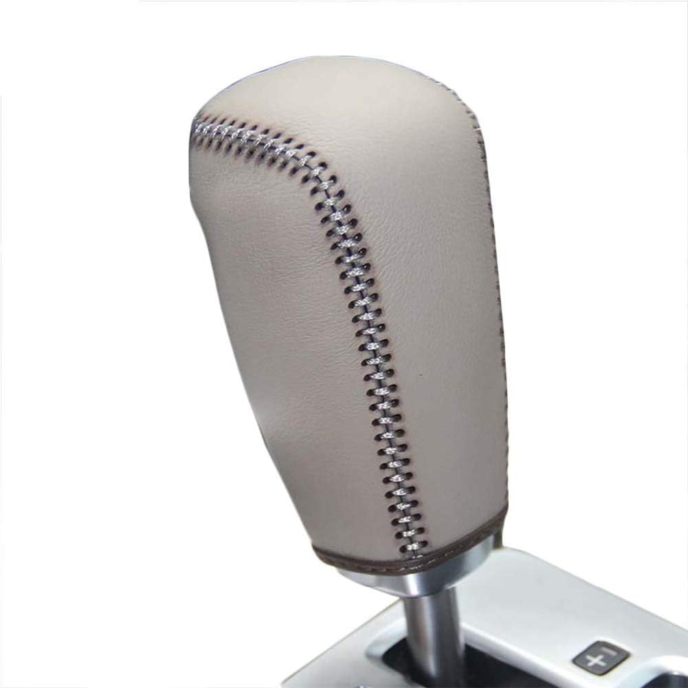 Beige Genuine Leather Gear Shift Knob Cover for 2011 2012 Volvo S60