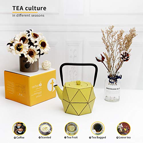 Toptier Cast Iron Teapot, Stovetop Safe Japanese Cast Iron Tea Kettle