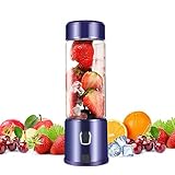 Portable Glass Smoothie Blender, Kacsoo SPOW S650 USB Rechargeable Personal Blender Juicer Cup, Single Serve Travel Blender for Shakes and Smoothies, with 5200 mAh Rechargeable Battery (Purple)