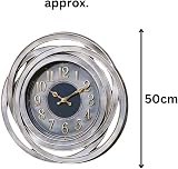HomeZone Large Silver Wall Clock 51cm Waterproof Indoor Outdoor Decor view 4