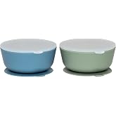 WeeSprout Suction Bowls for Baby &amp; Toddlers (Set of 2) - 100% Silicone w/Plastic Lid - Leak Proof Feeding Supplies - Dishwasher &amp; Microwave Safe Infant Dinnerware w/Extra Strong Base