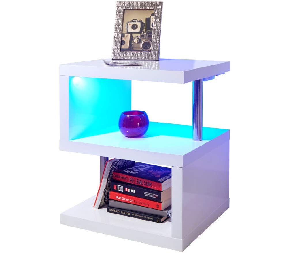 GFW Polar White High Gloss Furniture with LED's - Coffee & Lamp Tables Tv Unit