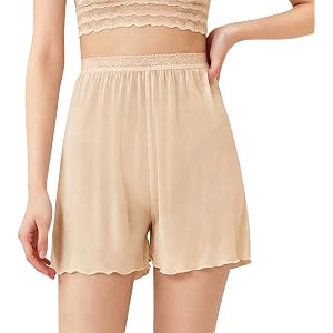 ZEEREE Women 100% Silk Culotte Half Slips Shorts Mulberry Silk Bloomer Pettipants Under Dresses Split Skirt Liner Slip Shorts