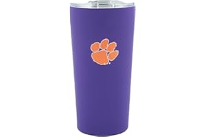 Decorvo Officially Licensed Collegiate Stainless Steel Tumbler - Double Walled Insulated Travel Thermos with Slide Lid - 18 oz (Clemson Logo - Purple)