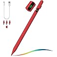 MoKo Stylus Pen for Touch Screen, Active Universal Stylus Pen Compatible with iPad/iPhone/Samsung and Other iOS/Android Smartphone and Tablet Devices Tablet Pen with Power Display, Red