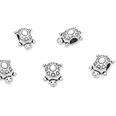 40pcs Turtle Symbol of Longivity Large Hole Animal Loose Beads (4.5mm Hole) Antique Silver Metal Spacer for DIY Craft Jewelry Making MEC-A7
