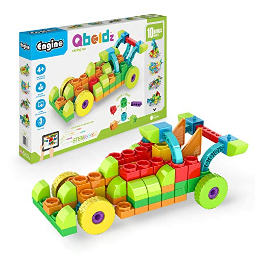 Engino QBOIDZ Racing Car, Building Blocks Ages 4+, STEM Kit for Boys & Girls, Building Toys, Preschool Educational Set, Kindergarten Toys Combining Fun with Learning (10 Models)