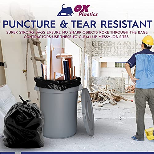 55 Gallon Trash Bags 3 MIL Contractor, Large Thick Heavy Duty Garbage