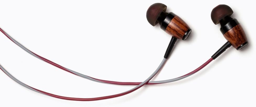 Symphonized drm red gray DRM Premium Genuine Wood In-ear Noise-isolating Headphones with Mic, Red/Gray - Image 4