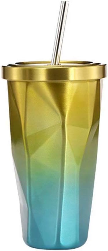 Flywill Insulated Coffee Cups, 18/8 Stainless Steel Double Walled Travel Mugs with Splash-Proof Lids and Straw Food Grade Smoothie Cups Vacuum Insulation Tumbler for Ice Cold or Hot Drinks,500ml/18oz