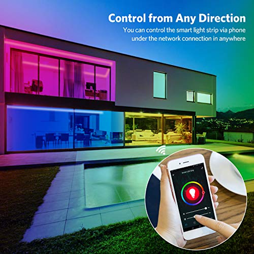 JMKMGL 80ft WiFi LED Strip Lights, Music Sync Color Changing Lights Works with Alexa Google Assistant Controlled by Smart APP, Ultra-Long 24m 720LEDs RGB Tape Light for Bedroom, Room, Kitchen, Bar