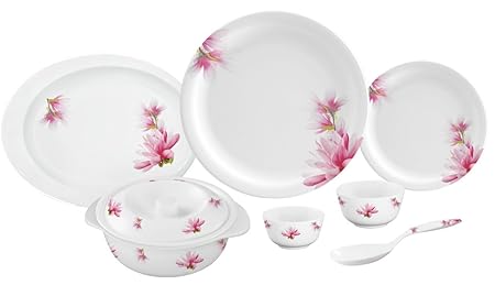 Servewell Madona Round Melamine Dinner Set, 29-Pieces, White