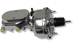 DEMOTOR PERFORMANCE Universal 7" Single Diaphragm Chrome Brake Booster and GM Chrome Aluminum Brake Master Cylinder