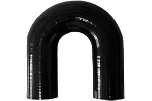 Haturmyko 180 Degree U Bend Shape Silicone Coupler Hose 1.75" ID (45mm) 4-Ply Reinforced Universal Silicone Elbow Pipe for Intake Hose Radiator Turbo Coupling Black