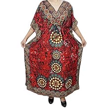 Mogul Interior Safinaa Womens Maxi Caftan Kaftan Colorful Cover Up Dress One Size