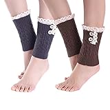 Womens Lace Stretch Boot Leg Cuffs Leg Warmers Socks Topper Cuff