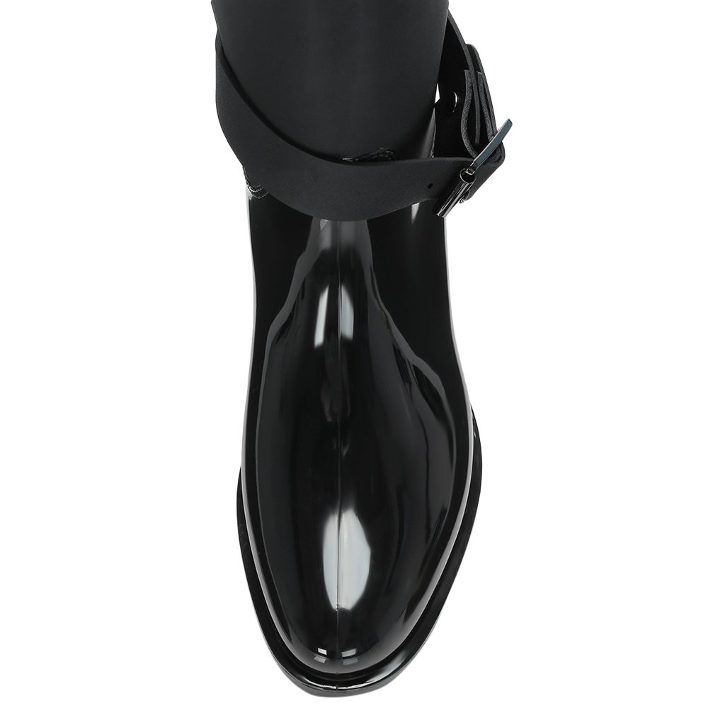 hannea round toe chunky heel zipper waterproof women rain boots