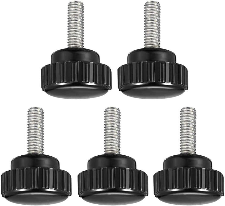 Boxonly Knurled Clamping Knobs Grip for Saw Drill Press Lathe and Routing Jigs Round Head Clamping Handle Bolt with Plastic Knobs M5 x 16mm 5pcs