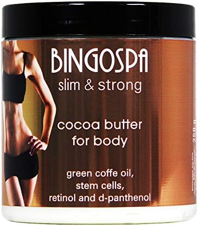 BINGOSPA Cocoa Body Butter with Stem Cells, Retinol and D-Panthenol for Moisturizing and Skin Care Anti-Aging and Anti-Cellulite - 250g