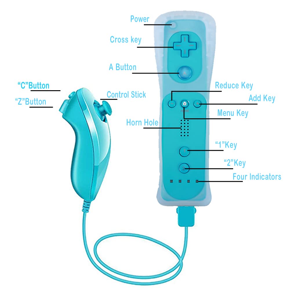 Wii Remote Controller, 2 Packs Upgrade Wireless Controller Compatible with Wii Wii U Console(Pink and Blue)