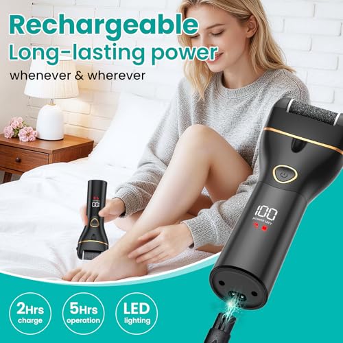 PALATALA Electric Foot File for Hard Skin Remover Foot,Pedicure Sets for Feet Electric Callus Remover foot Dead Dry Skin remover for Feet Sander Care Kit Pedicure Tools with 3 Rollers,USB Rechargeable
