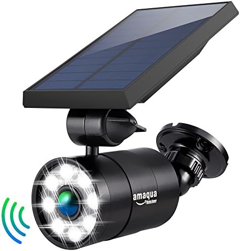 Solar Motion Sensor Light Outdoor 1400Lumens 5-Watts(110W Equiva.) Aluminum Auto On/Off and Dim to Bright Outdoor Flood Security Light Spotlight for Deck Yard Gutter Patio Garden Path Driveway Stair