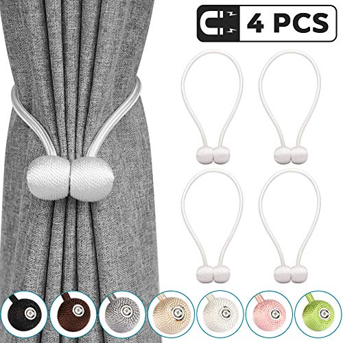 Magnetic Curtain Tiebacks Holdbacks Decorative Magnet Window Hold Drape Tie Backs (White) - Thumbnail 7