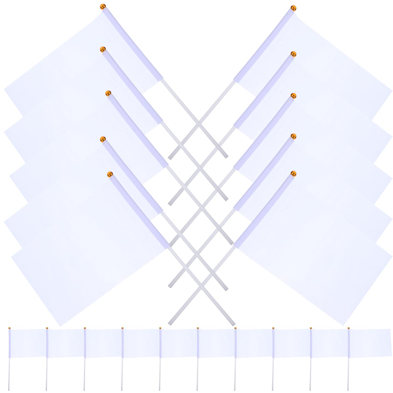 PRETYZOOM Custom Flags Mini Plain White Stick Flag 20pcs White Blank Flag DIY Flags On Stick Party Decorations for Parades Grand Opening Party Events Celebration Pennant Banner