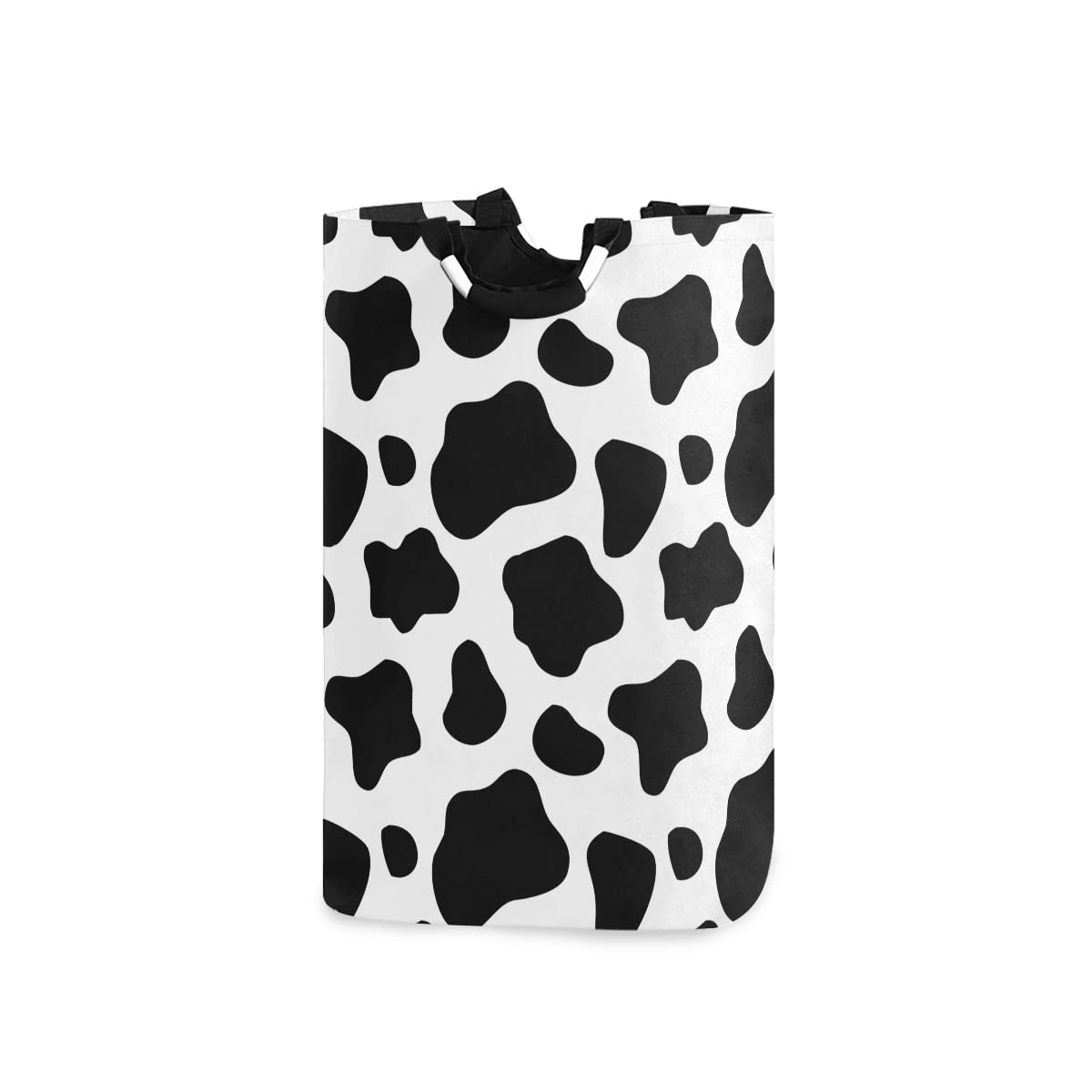 Mnsruu Black And White Cow Print Laundry Basket Collapsible Fabric Laundry Hamper Washing Bin Folding Clothes Bag, One Size