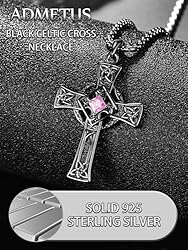 ADMETUS Black Celtic Cross Necklace Sterling Silver