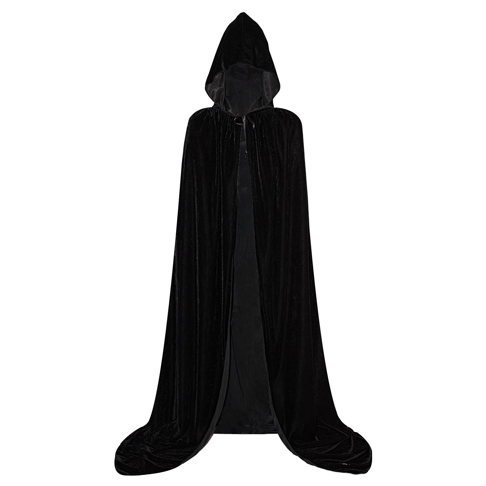 Unisex Hooded Cloak Velvet Costume,Black Vampire Cape,Cape Robe Velvet Cloak Cosplay Vampire Costumes,Halloween Costumes for Kids Adult(Black,XXL)