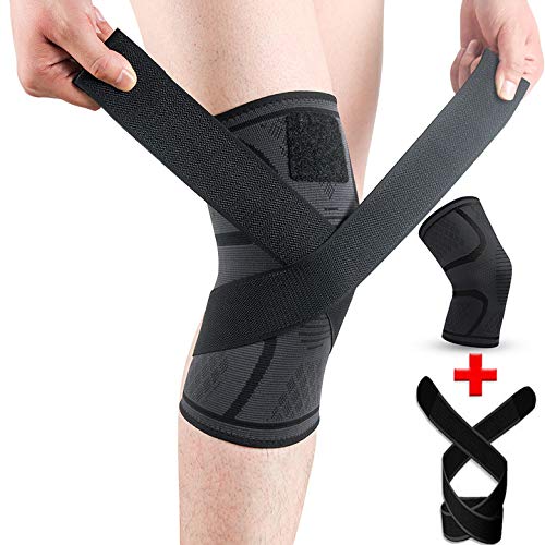 SKDK Knee Brace for Knee Pain Knee Support Compression Sleeves with Removable Bands , ACL, for Gym, Working Out, Running, Injury Recovery, Basketball and More Sports