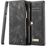 XRPow Galaxy S10 Plus Case Wallet, S10+ Detachable Slim Cover, Premium Leather Folio Magnetic Wallet Protection Card Slot Holder Removable Back Shell Carrying Cover for Samsung Galaxy S10 Plus Black