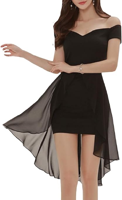 Amazon ココアンドユカ セクシー 肩だし かわいい タイト キャバ 嬢 ドレス チュール レース 前 ミニ スカート ワンピース 半袖 オフショルダー パーティ レディース ワンピース チュニック 通販