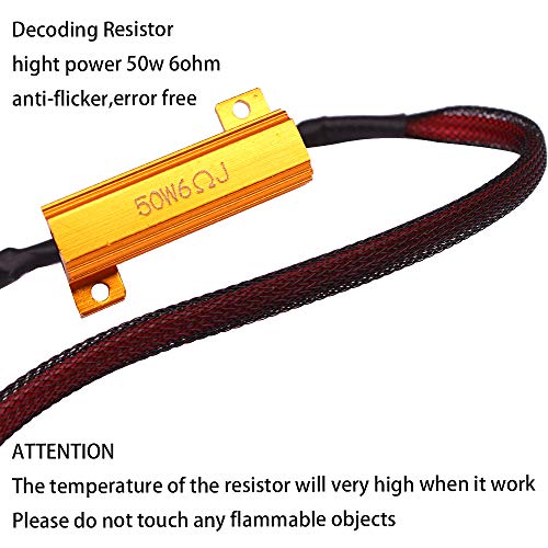 HUIQIAODS H11 H8 H9 880 881 Wire Harness Kit 50W 6Ohm LED Load Resistor Fix Hyper Flashing Blinking Canbus Error Warning Canceller Fit Upgrading LED Headlight Fog DRL Light 2PCS