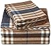 Amazon Brand – Pinzon Plaid Flannel Bed Sheet Set - King, Brown Plaid