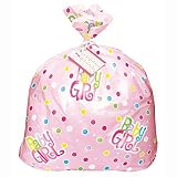 Unique Jumbo Plastic Pink Polka Dot Girl Baby Shower Gift Bag, Multicolor, 44" x 36" - 61865
