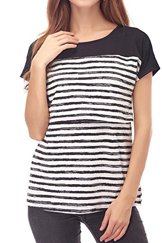 Smallshow Women's Maternity Nursing Tops Breastfeeding T-Shirt Medium Black - Thumbnail 6