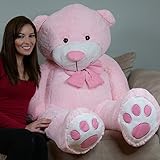 YESBEARS 5 Foot Giant Teddy Bear Plush Pink ( Microfiber Bowtie )